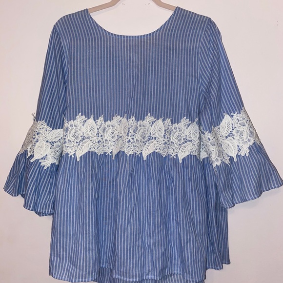 Blue and White striped blouse - Picture 1 of 2